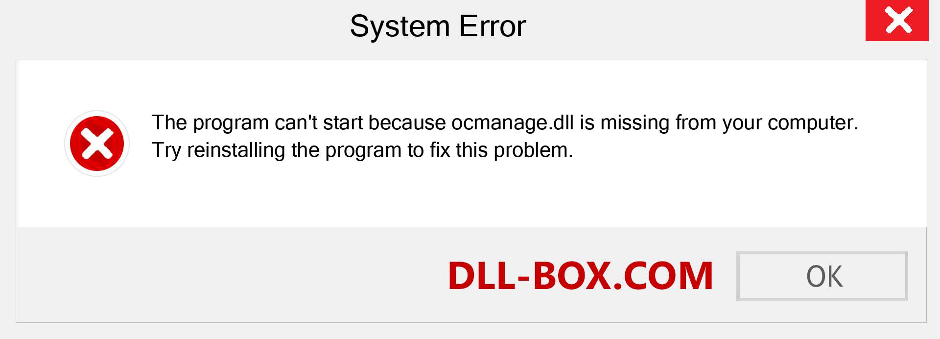  ocmanage.dll file is missing?. Download for Windows 7, 8, 10 - Fix  ocmanage dll Missing Error on Windows, photos, images